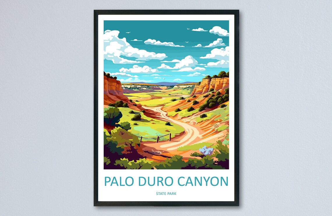 Palo Duro Canyon Texas Winding Road Vista Desert Hills Travel Poster