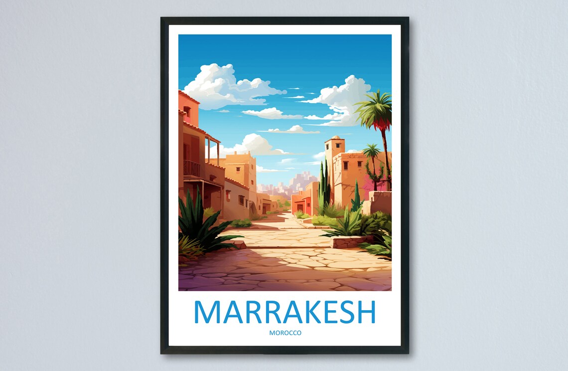 Marrakesh Travel Poster, Morocco Art Print