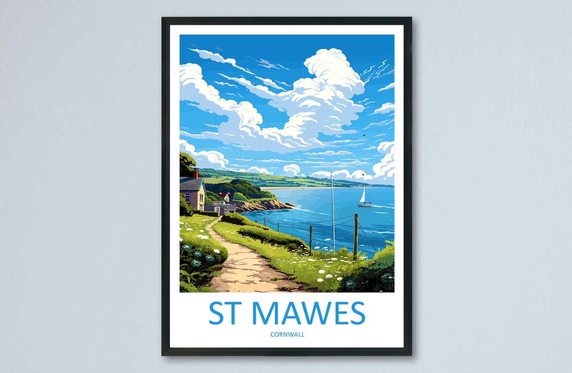 St Mawes Cornwall Coastal Cliff Path Harbor View Travel Poster
