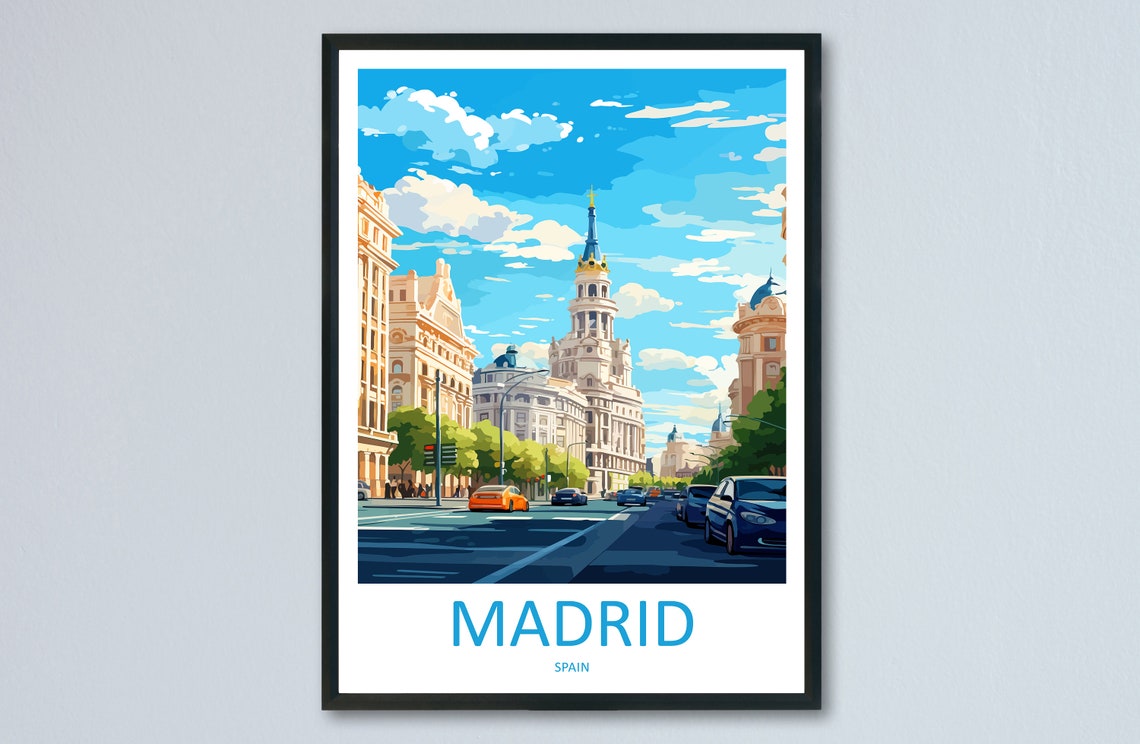 Madrid Spain Gran Via Metropolis Building Avenue View Poster