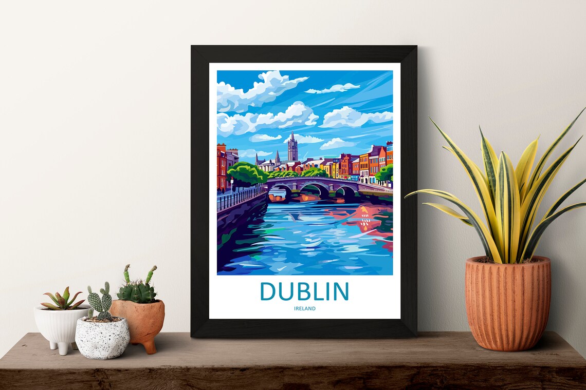 Dublin Skyline Print, Ireland City Travel Poster - Image 3