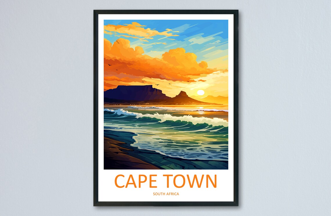 Cape Town Travel Poster, South Africa Wall Decor