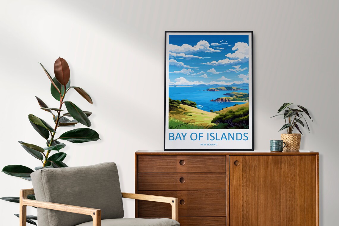Bay Of Islands Travel Poster, New Zealand Travel Print - Image 2