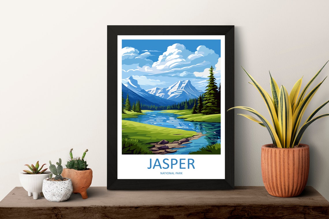 Jasper National Park Canadian Rockies River Valley Travel Poster - Image 3