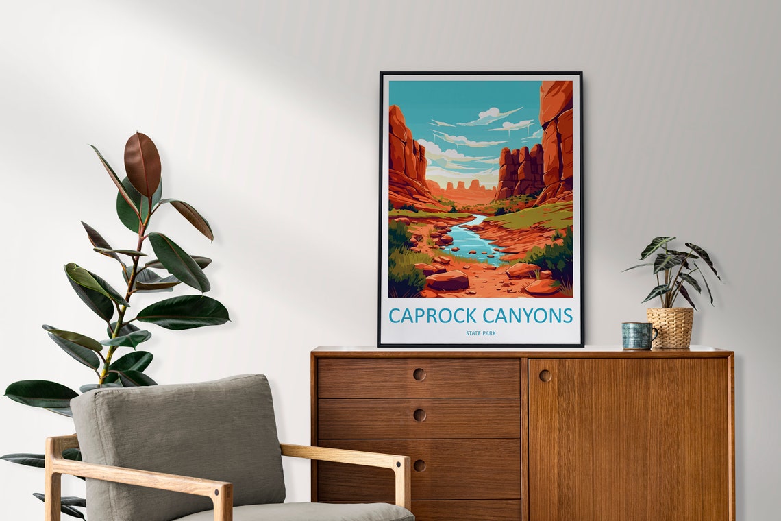 Caprock Canyons Texas Red Rock Canyon River Desert Travel Poster - Image 2