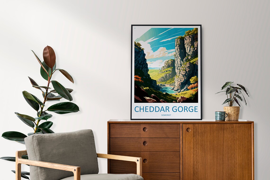 Cheddar Gorge Travel Poster, England Landmark - Image 2