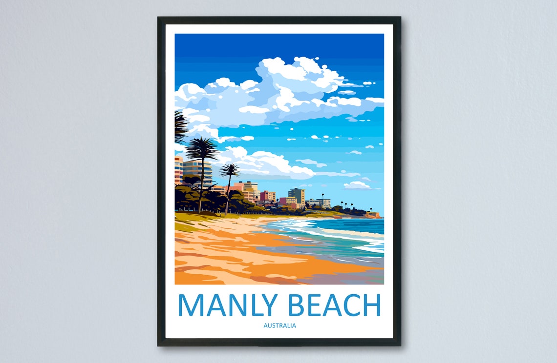 Manly Beach Sydney Australia Surf Coastline City Travel Poster