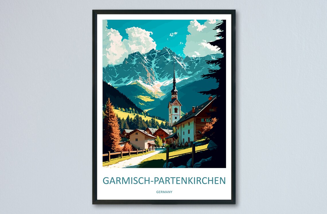 Garmisch Partenkirchen Travel Poster, Germany Wall Decor