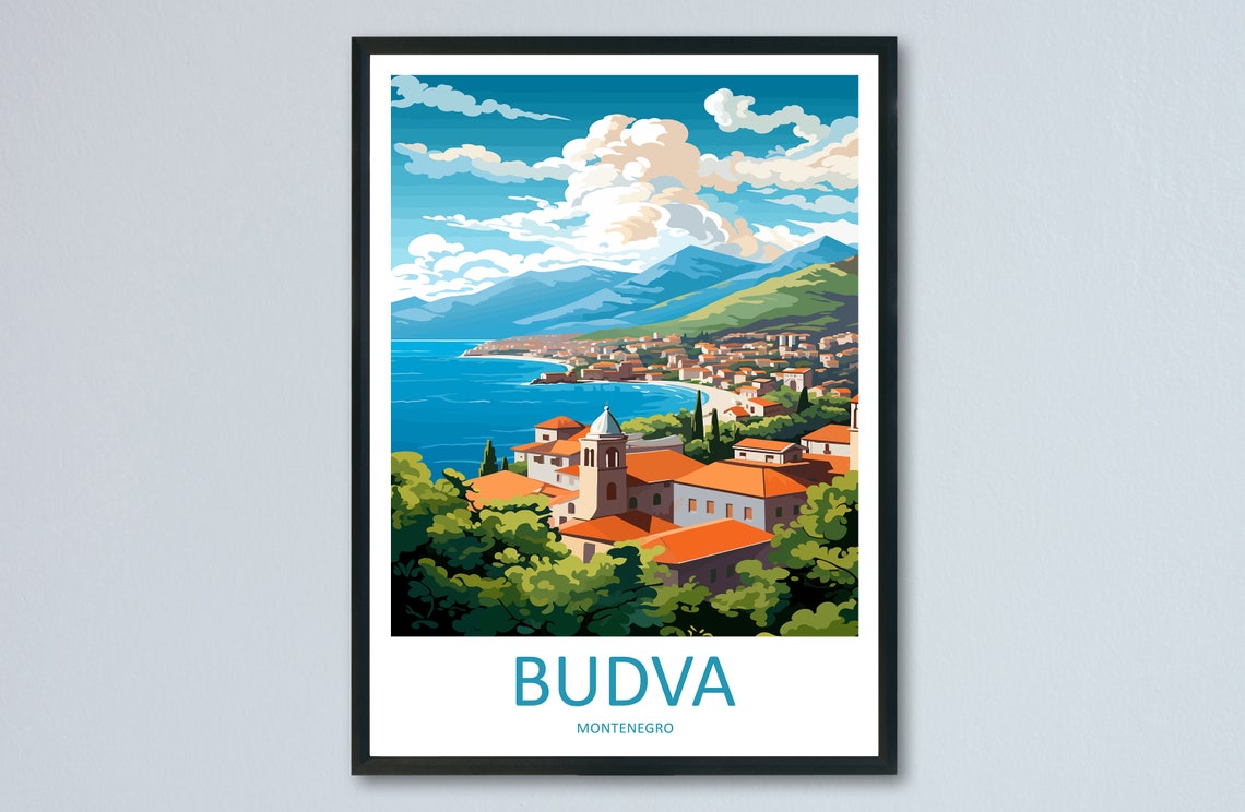 Budva Montenegro Coastal Old Town With Terracotta Rooftops Poster