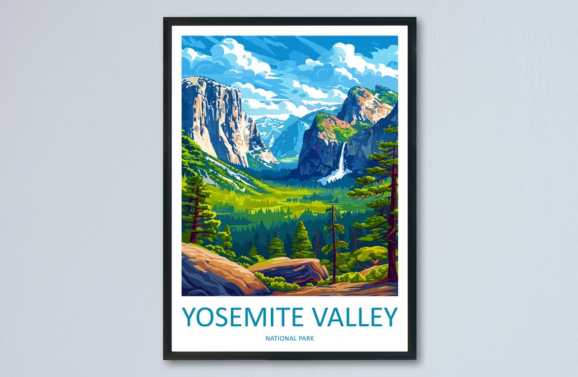 Yosemite Valley Travel Poster, National Park Art