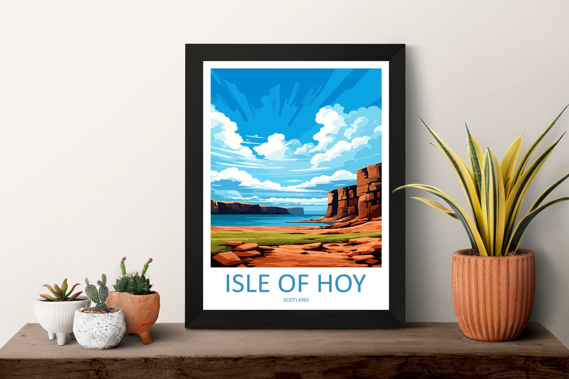 Isle of Hoy Scotland Red Sandstone Cliffs Illustrated Poster - Image 3