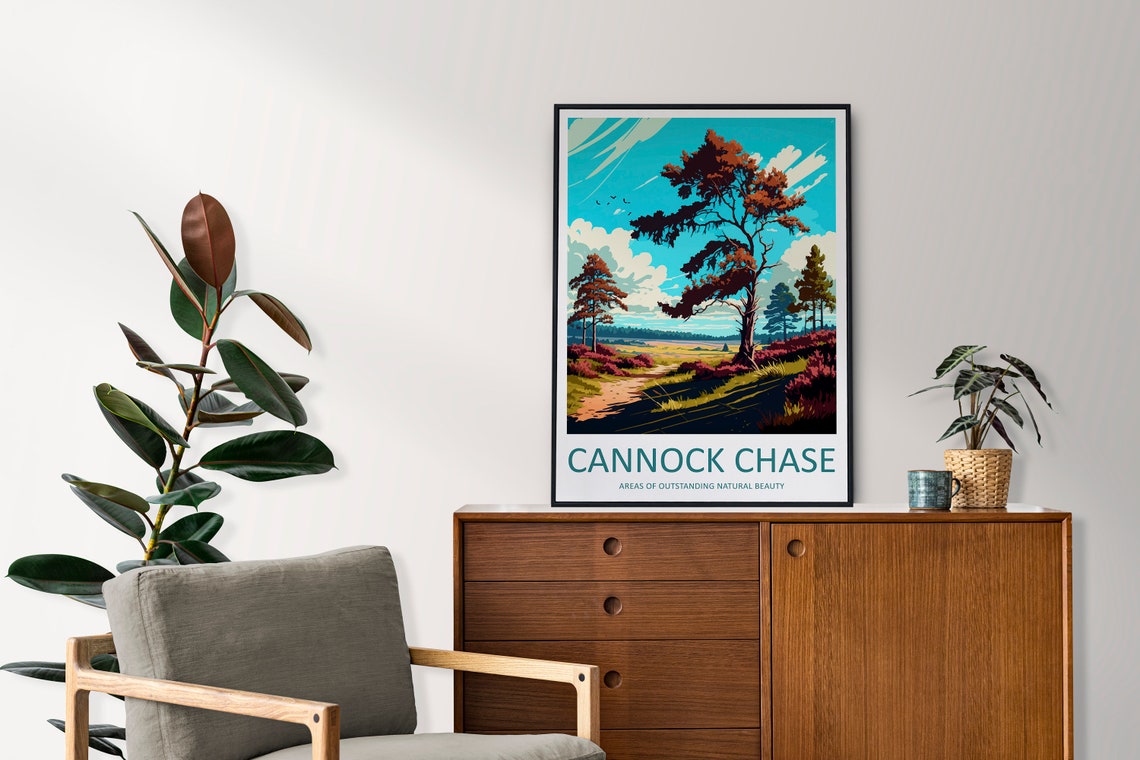 Cannock Chase Heathland Pines Sunset National Landscape Travel Poster - Image 2