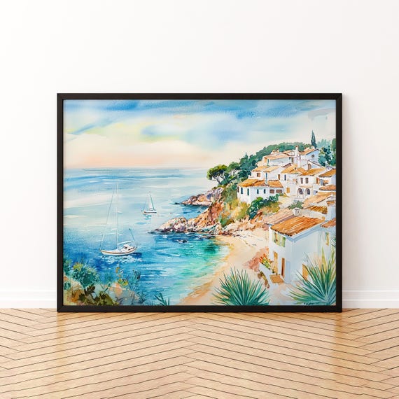 Costa Brava Watercolor Poster Wall Art Hanging Home Dcor Gift Lovers Spain