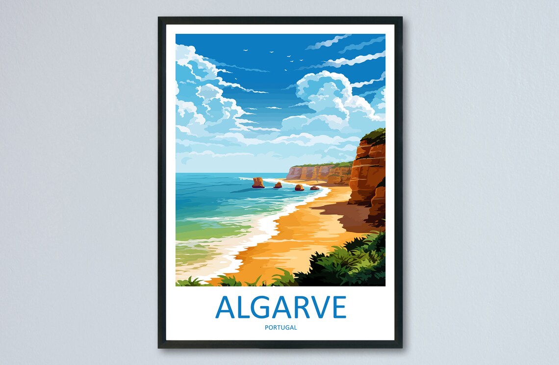 Algarve Travel Poster, Portugal Wall Art Print