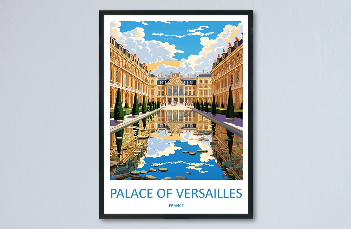 Palace Of Versailles France Reflecting Pool Classic Travel Poster