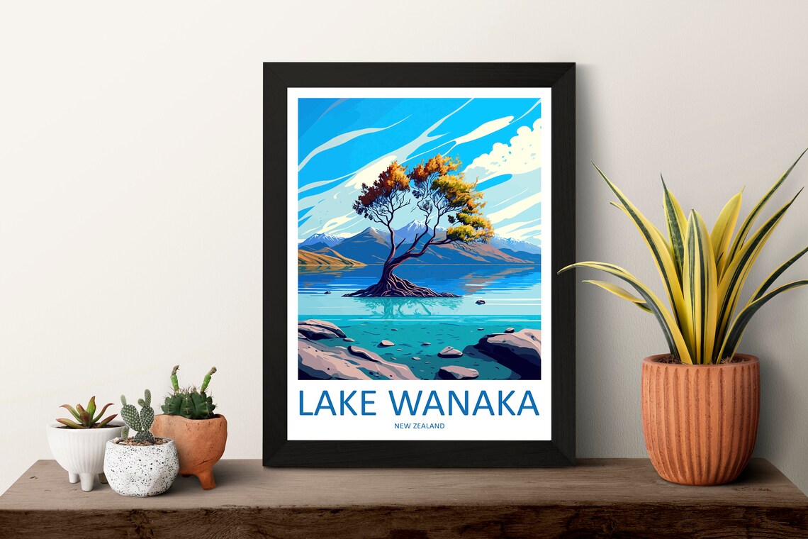 Lake Wanaka Travel Poster, New Zealand Wall Art - Image 3