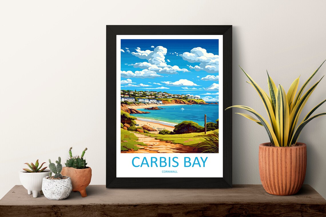 Carbis Bay Travel Poster, Cornwall Place Print - Image 3
