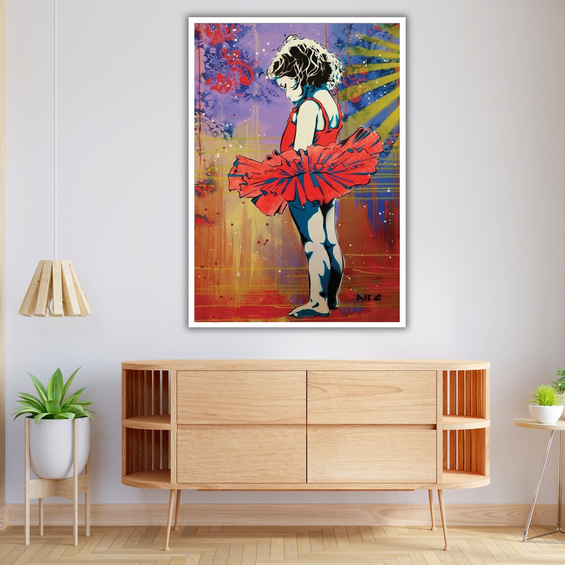 Street Art Girl Ballerina Red Tutu Colorful Graffiti Style Modern Art Print - Image 4
