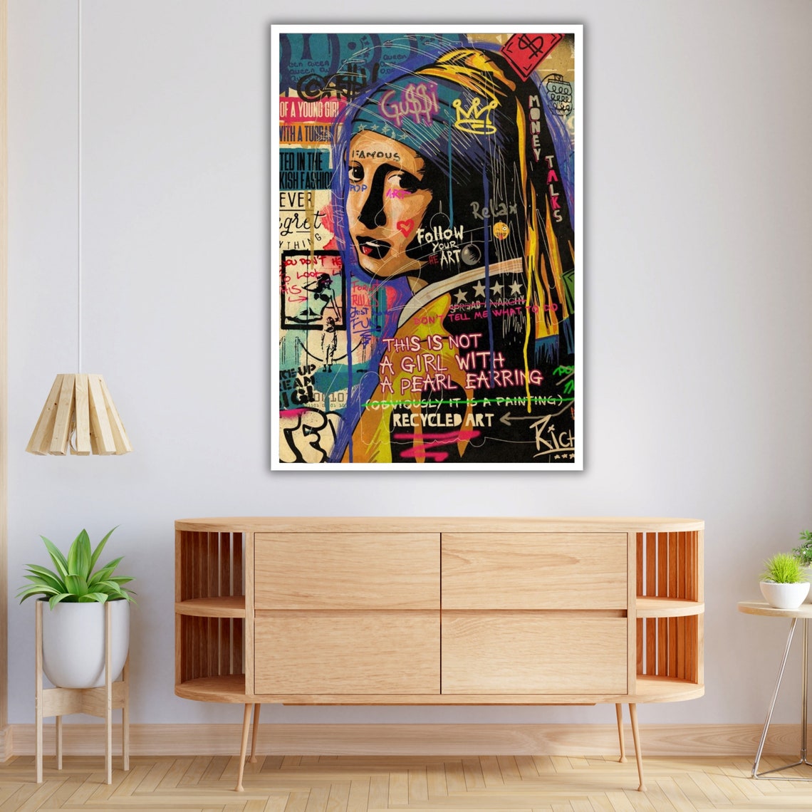 Graffiti Girl With A Pearl Earring Street Art Pop Remix Wall Art Print - Image 4