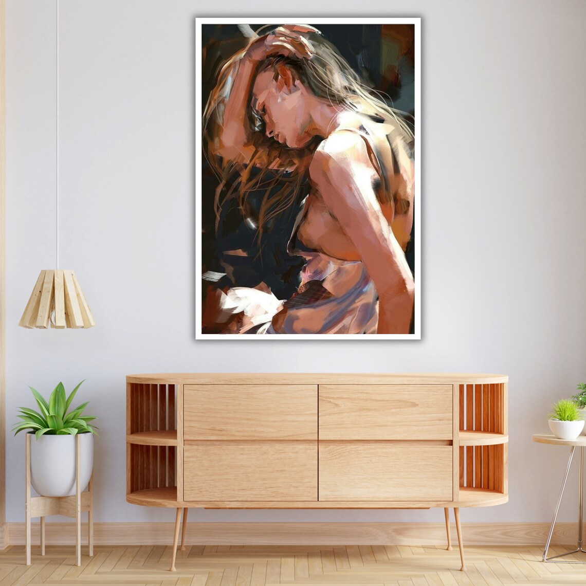 Sensual Woman Portrait Hand In Hair Soft Brushwork Romantic Painting Art Print - Image 4