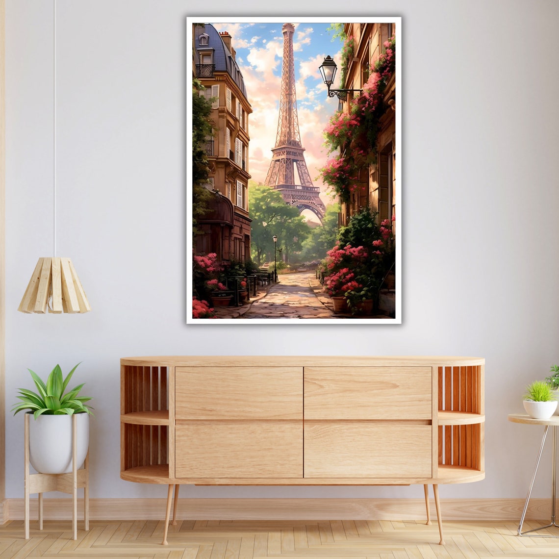 Paris Eiffel Tower Street Haussmann Buildings Flowers Decor Print - Image 4