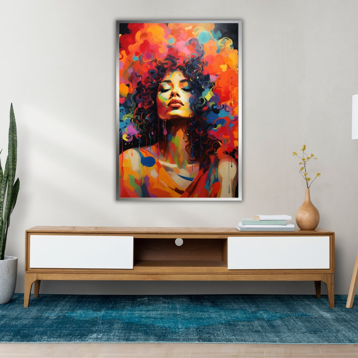 Colorfull Sexy African Woman Wall Art Female Figure Ready To Hang Female Portrait Painting Home Decor - Image 2