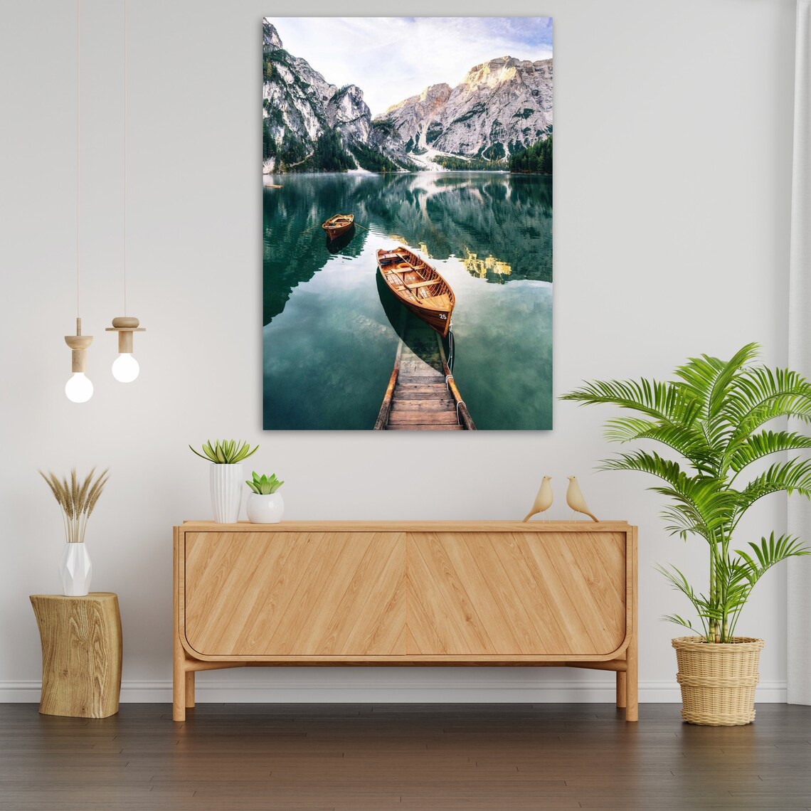 Lago Di Braies Italy Wooden Boats Emerald Lake Dolomites Travel Poster - Image 3