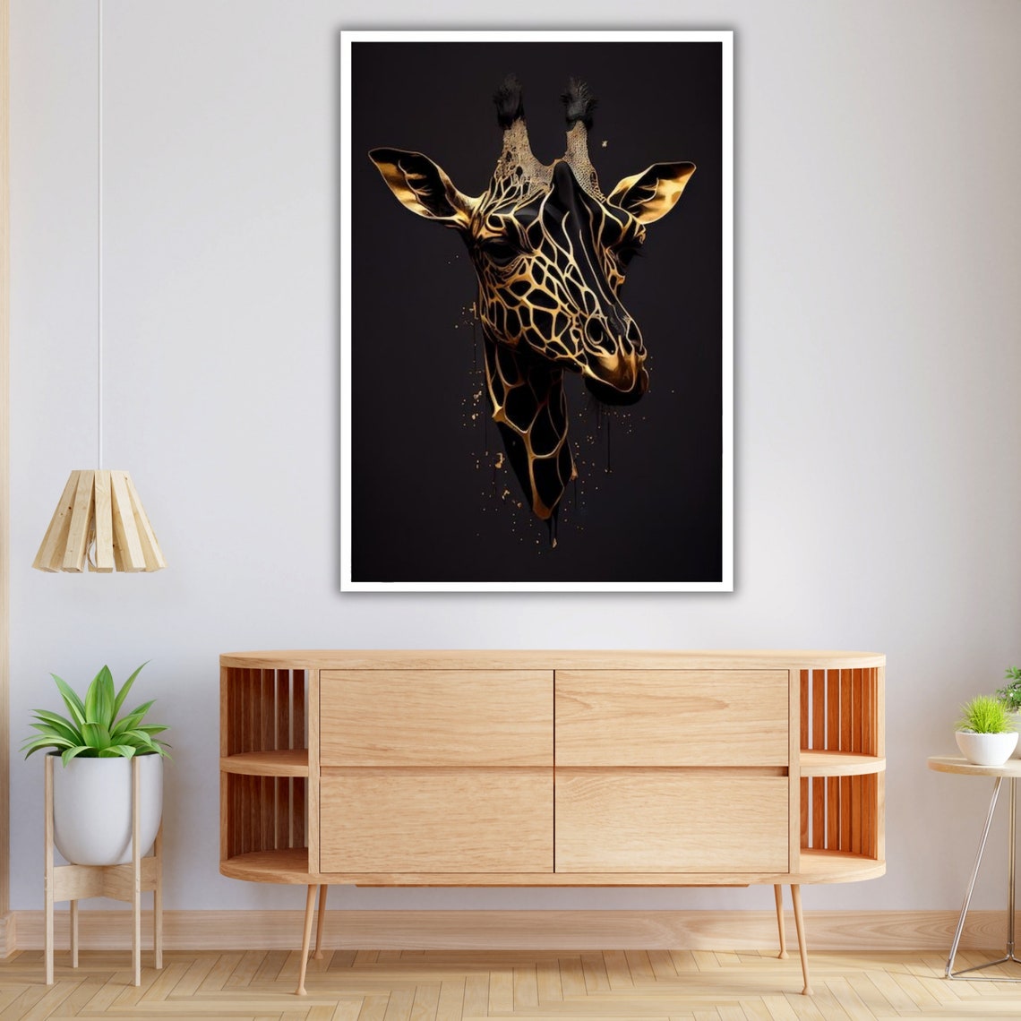 Golden Giraffe Head On Dark Background Elegant Modern Wildlife Poster - Image 4