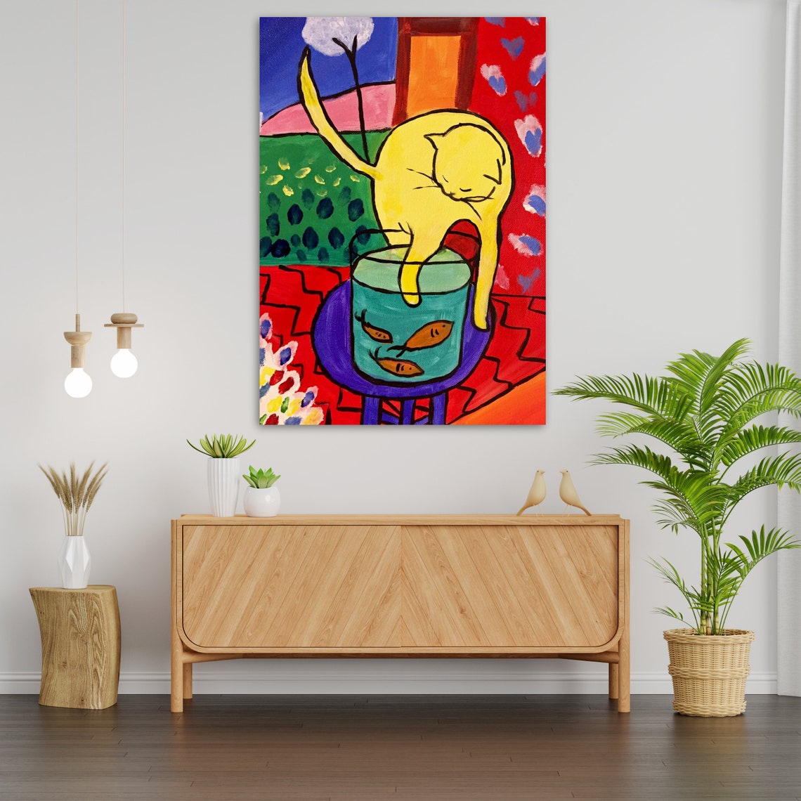 Henri Matisse Cat With Red Fish Wall Art Ready To Hang Animal Lover Gift Kitty Decor Fish Lover Art - Image 3