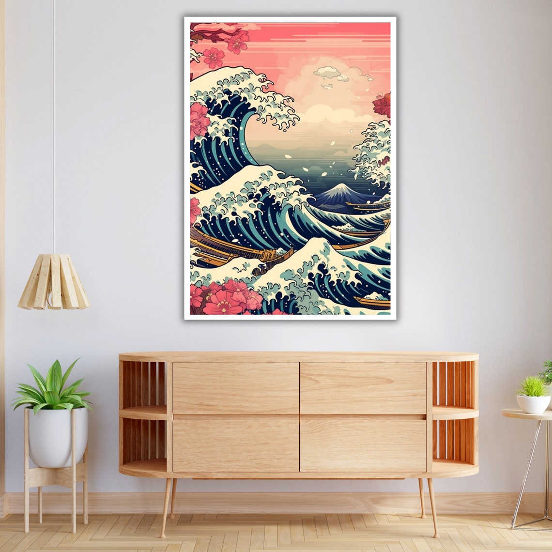Great Wave Off Kanagawa Ukiyo E Mount Fuji Cherry Blossom Art Print - Image 4