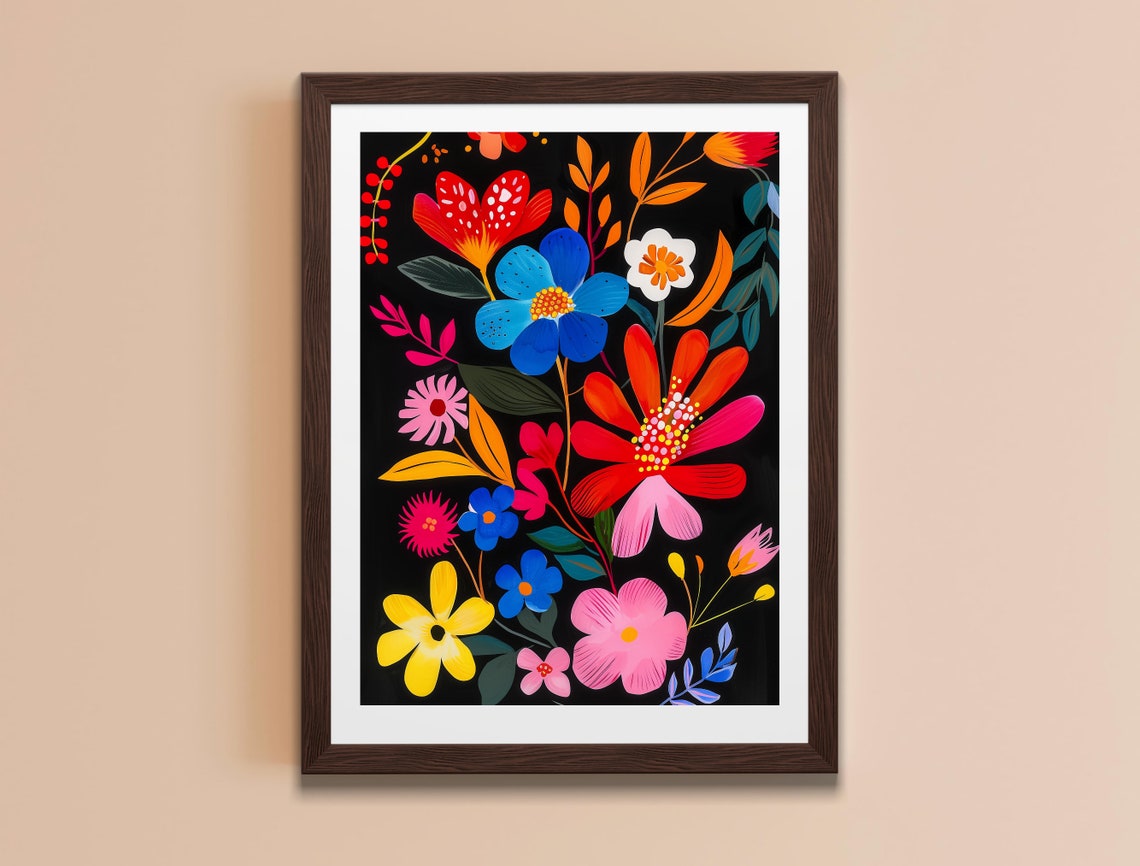 Dopamine Art Dcor Floral Wall Art Maximalist Prints For Living Room Home Office Bold Wall Art Decor