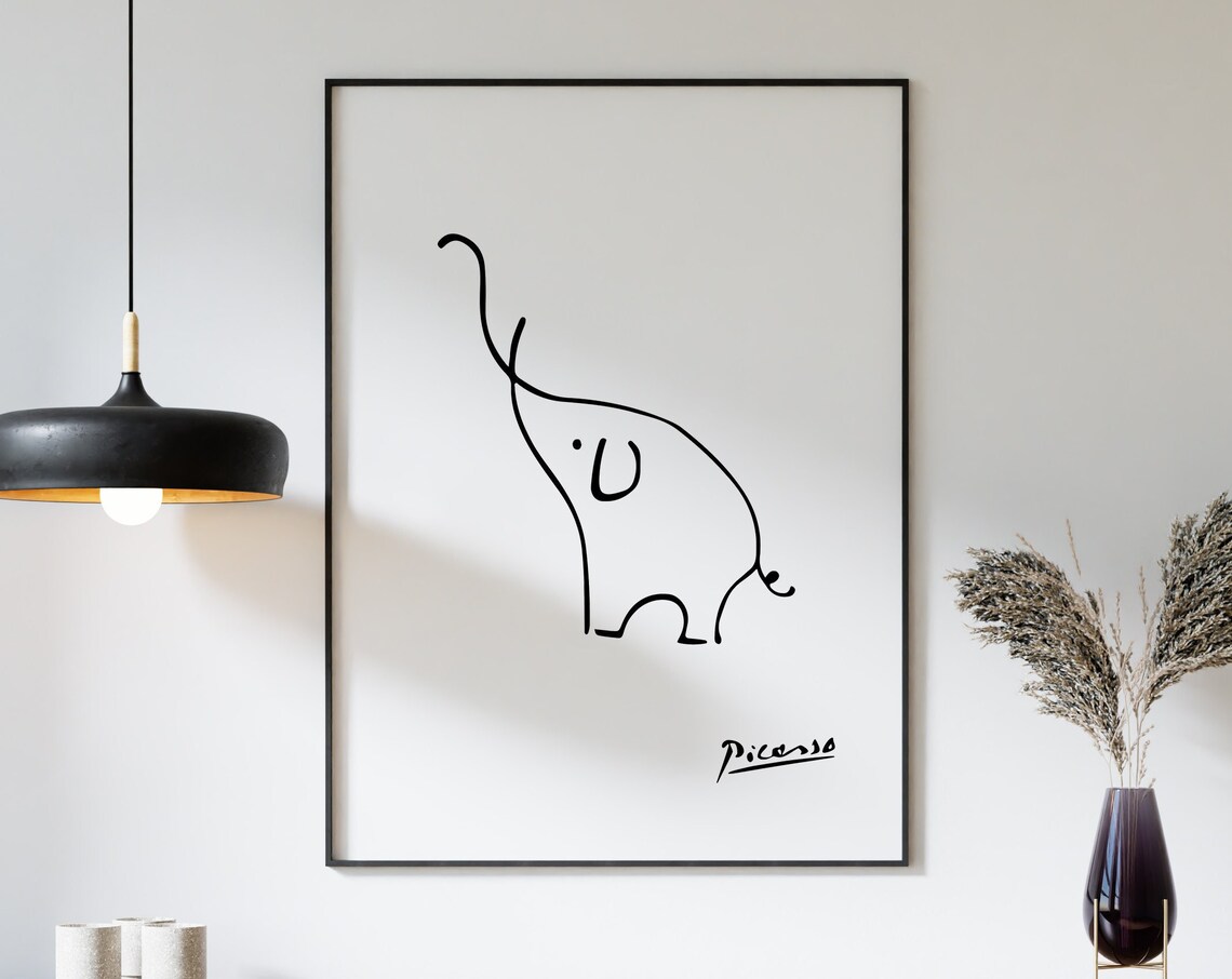 Picasso-Inspired Elephant Line Art Print - Image 3