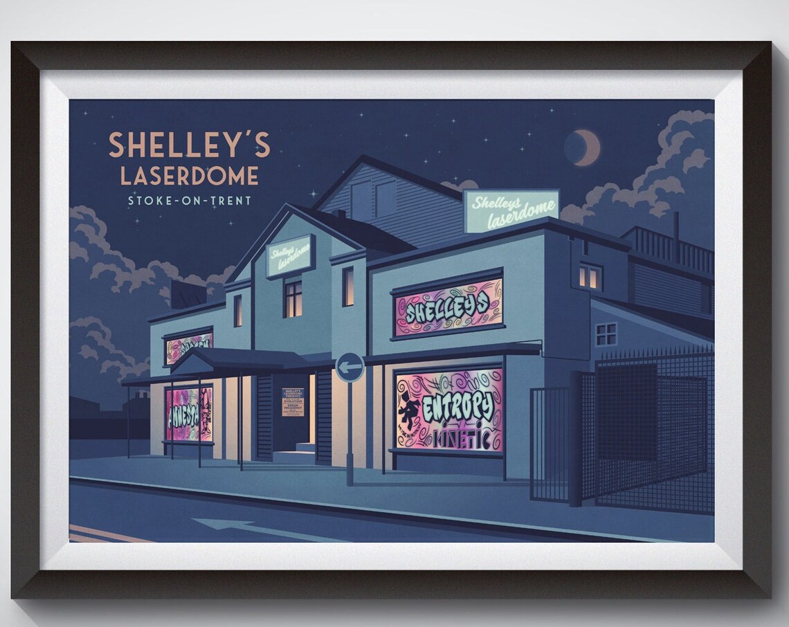 Shelleys Laserdome Nightclub Vintage Poster, Staffordshire
