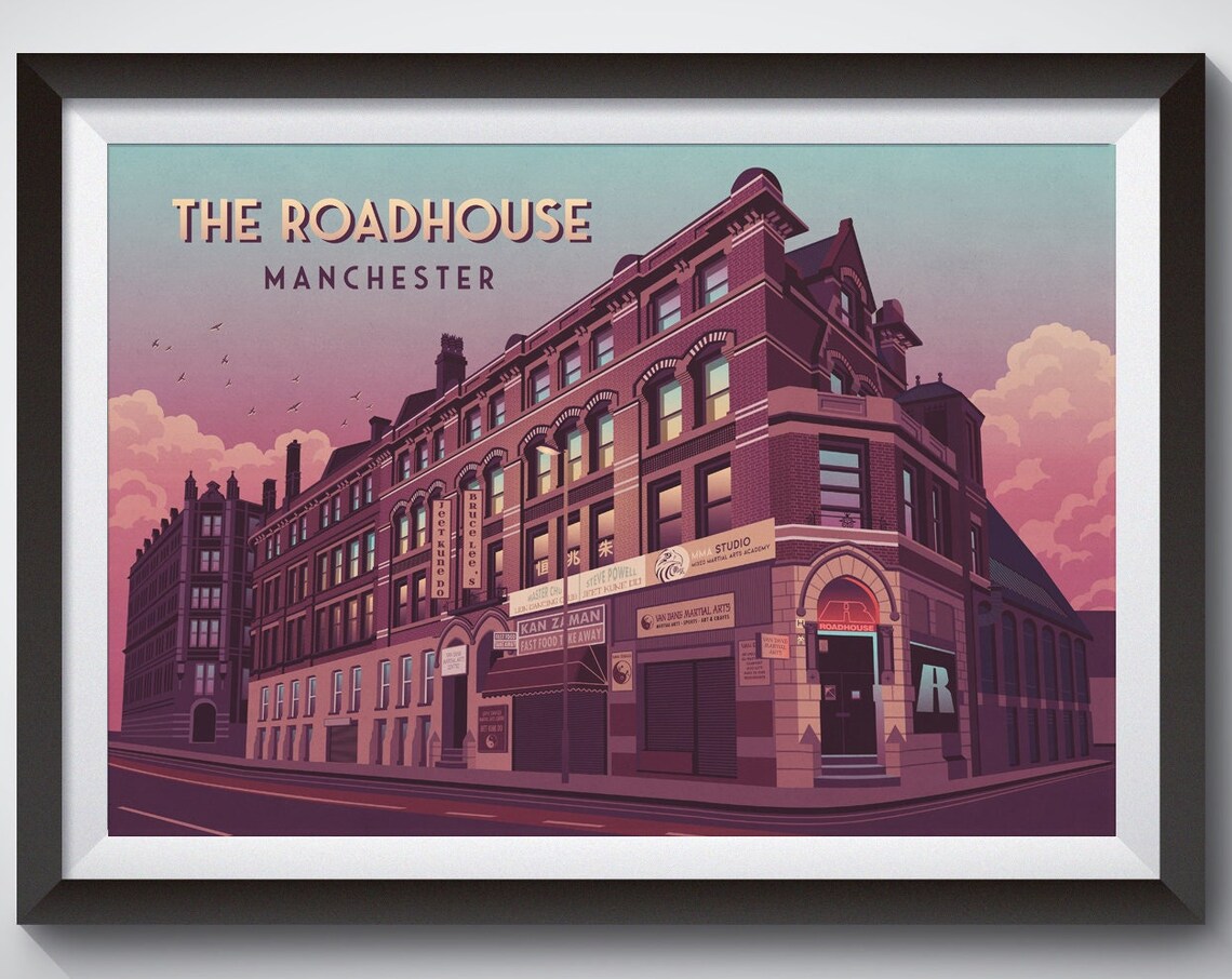 Roadhouse Manchester Vintage Travel Poster Print