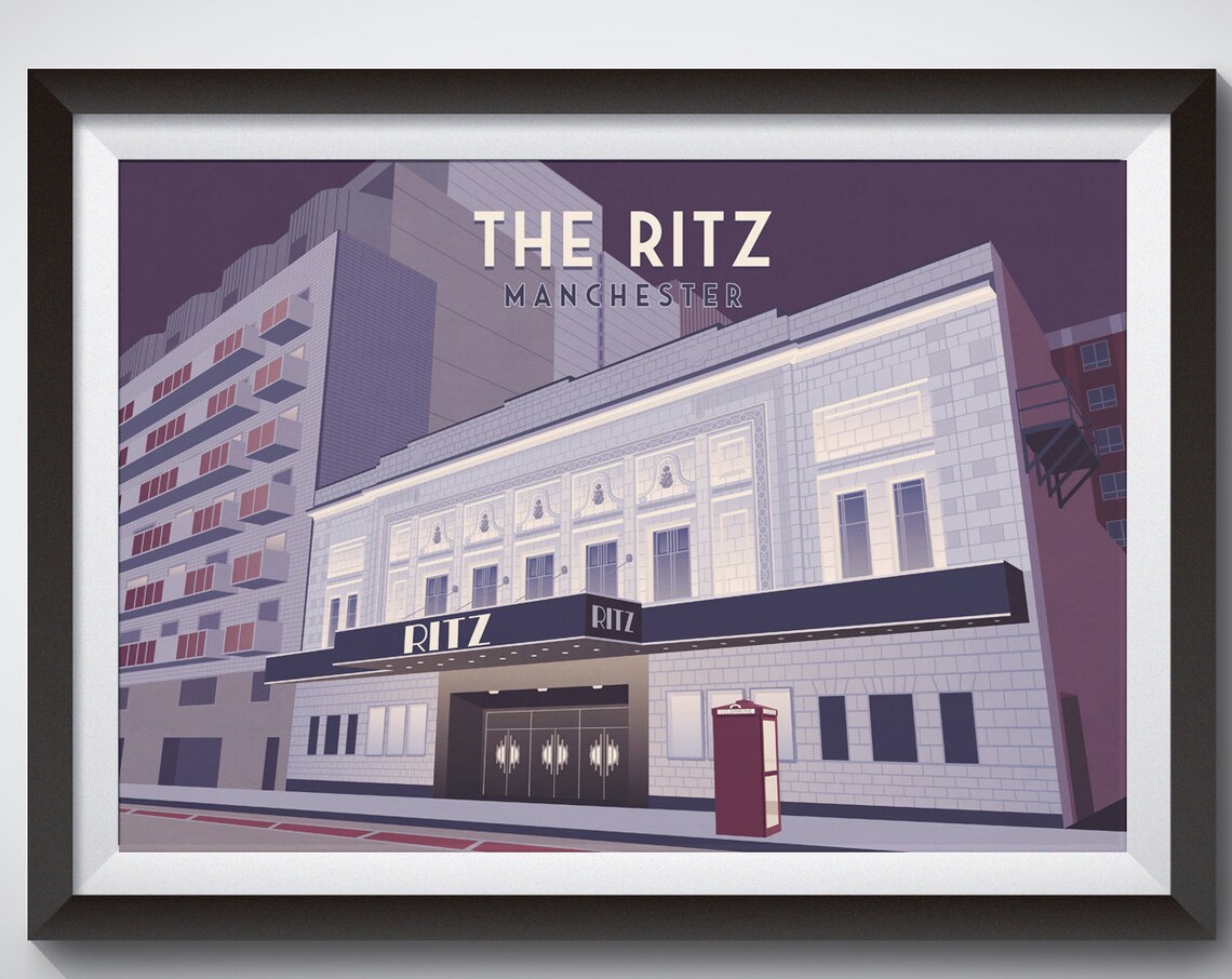 The Ritz Manchester Vintage Travel Poster, Art Deco
