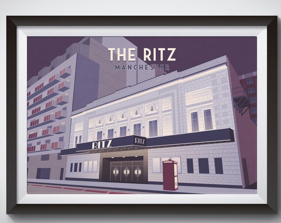 The Ritz Manchester Vintage Travel Poster, Art Deco