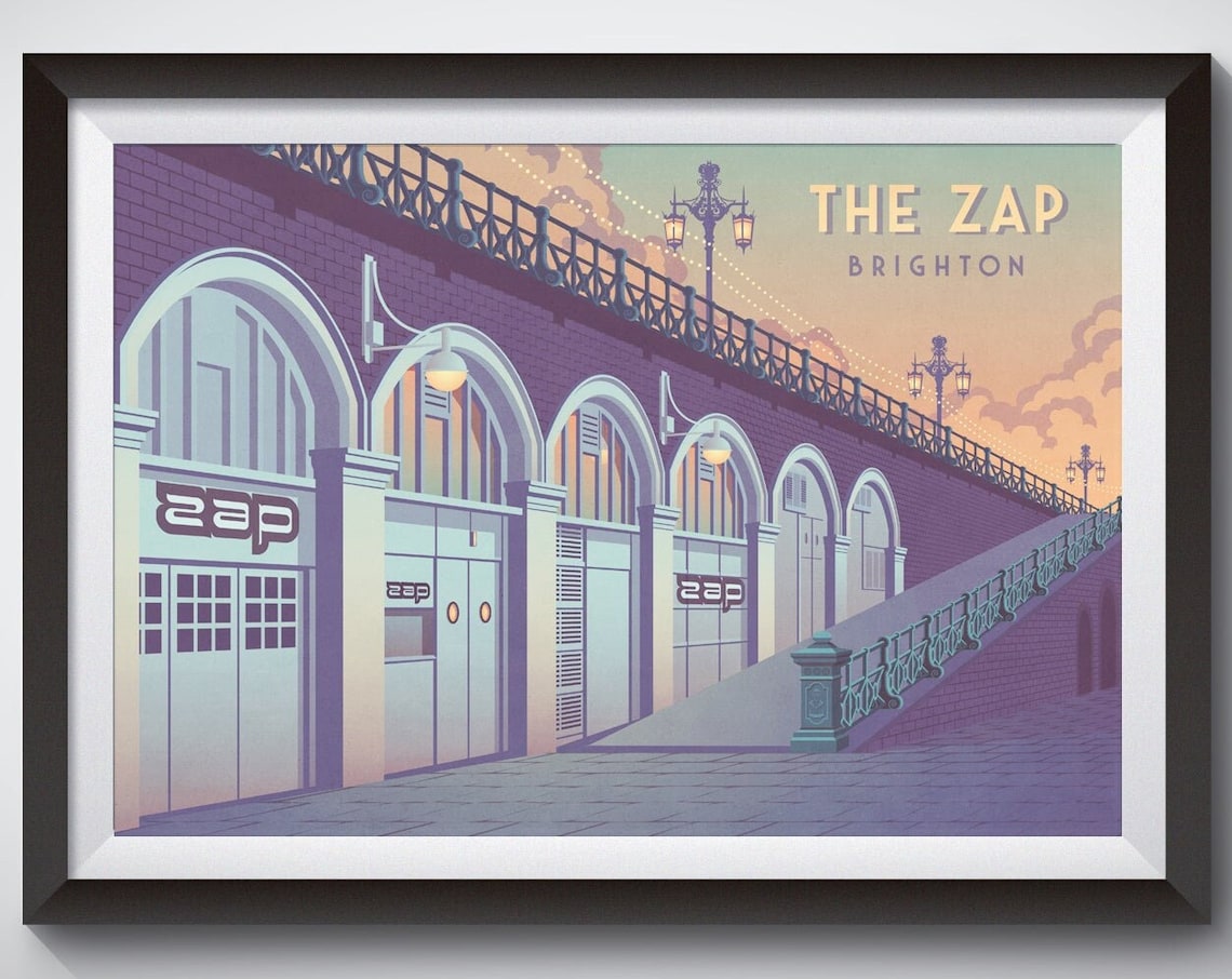 The Zap Nightclub Brighton Retro Travel Poster