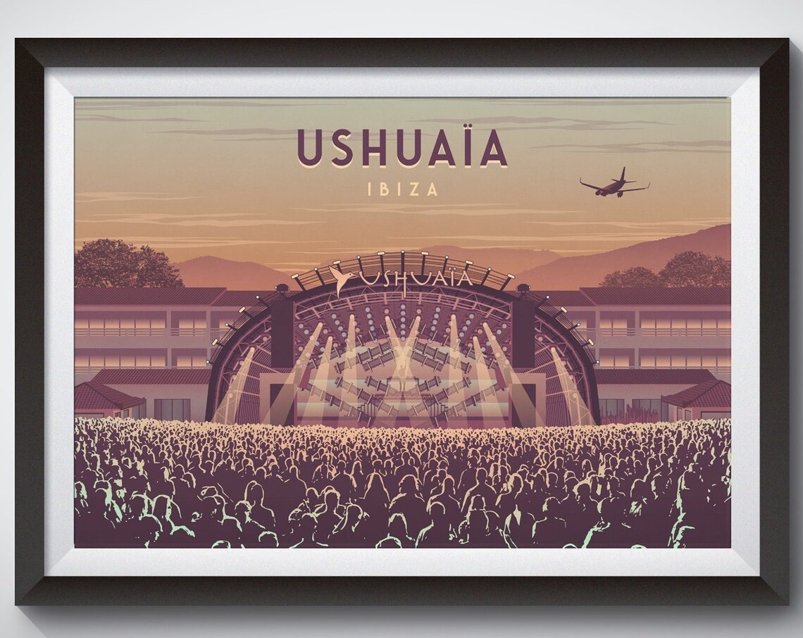 Ushuaia Ibiza Nightclub Vintage Travel Poster