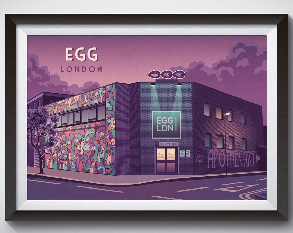Egg London Nightclub Travel Poster, Electronic Music