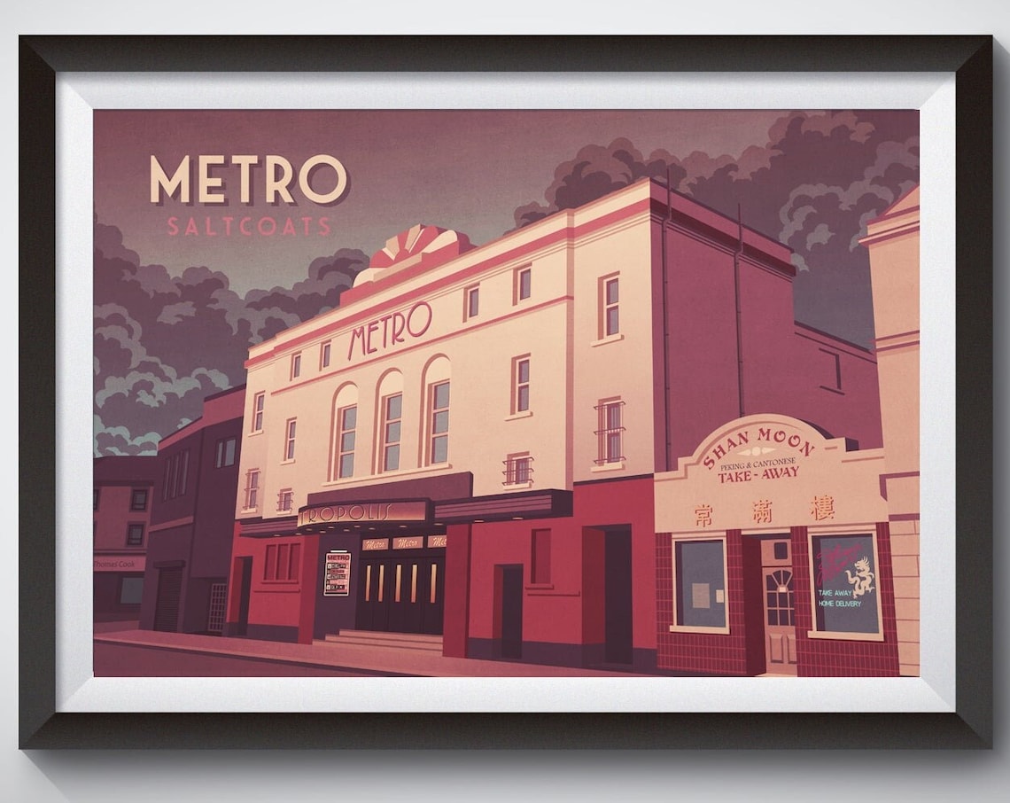 Metro Club Saltcoats Vintage Travel Poster, Scotland