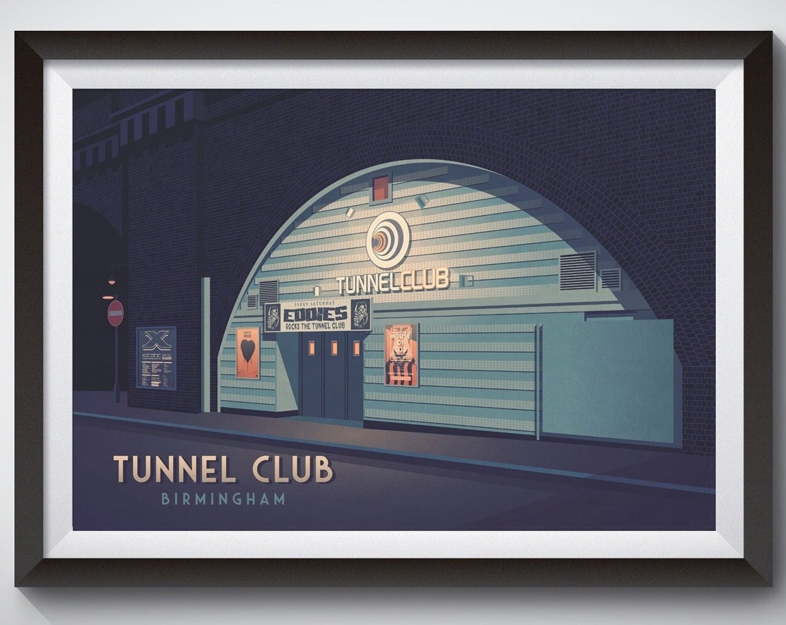 Tunnel Club Poster Birmingham Nightclub House Of God Subway City West Midlands Brum Basswave Clubbing Godskitchen Techno Music Rave