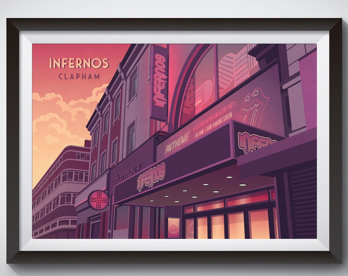 Infernos Nightclub Clapham London Travel Poster