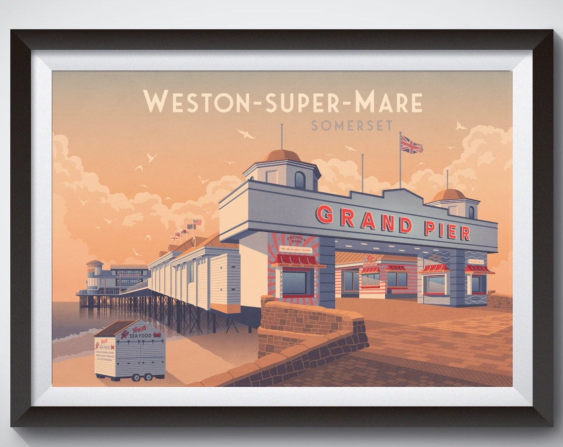 Weston-super-Mare Retro Travel Poster Art Print