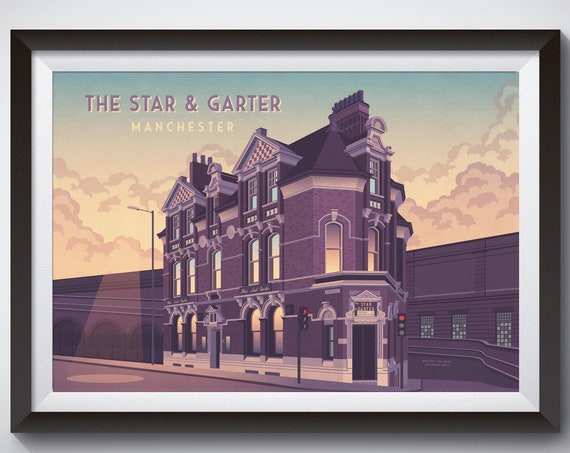The Star And Garter Manchester Poster Nightclub Live Music Venue Manchester Architecture Print Fairfield Street Music Festival Wall Art