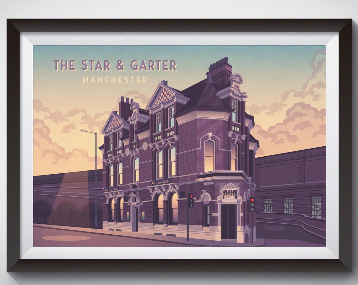 The Star And Garter Manchester Poster Nightclub Live Music Venue Manchester Architecture Print Fairfield Street Music Festival Wall Art