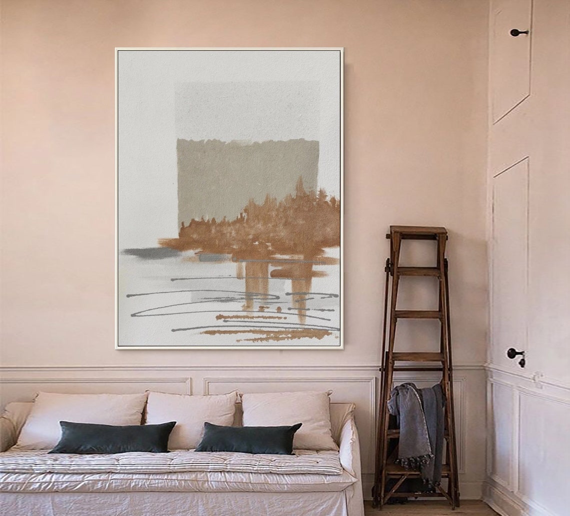 Burnt Sienna Treeline Watercolor Abstract Trees Reflections Poster - Image 3