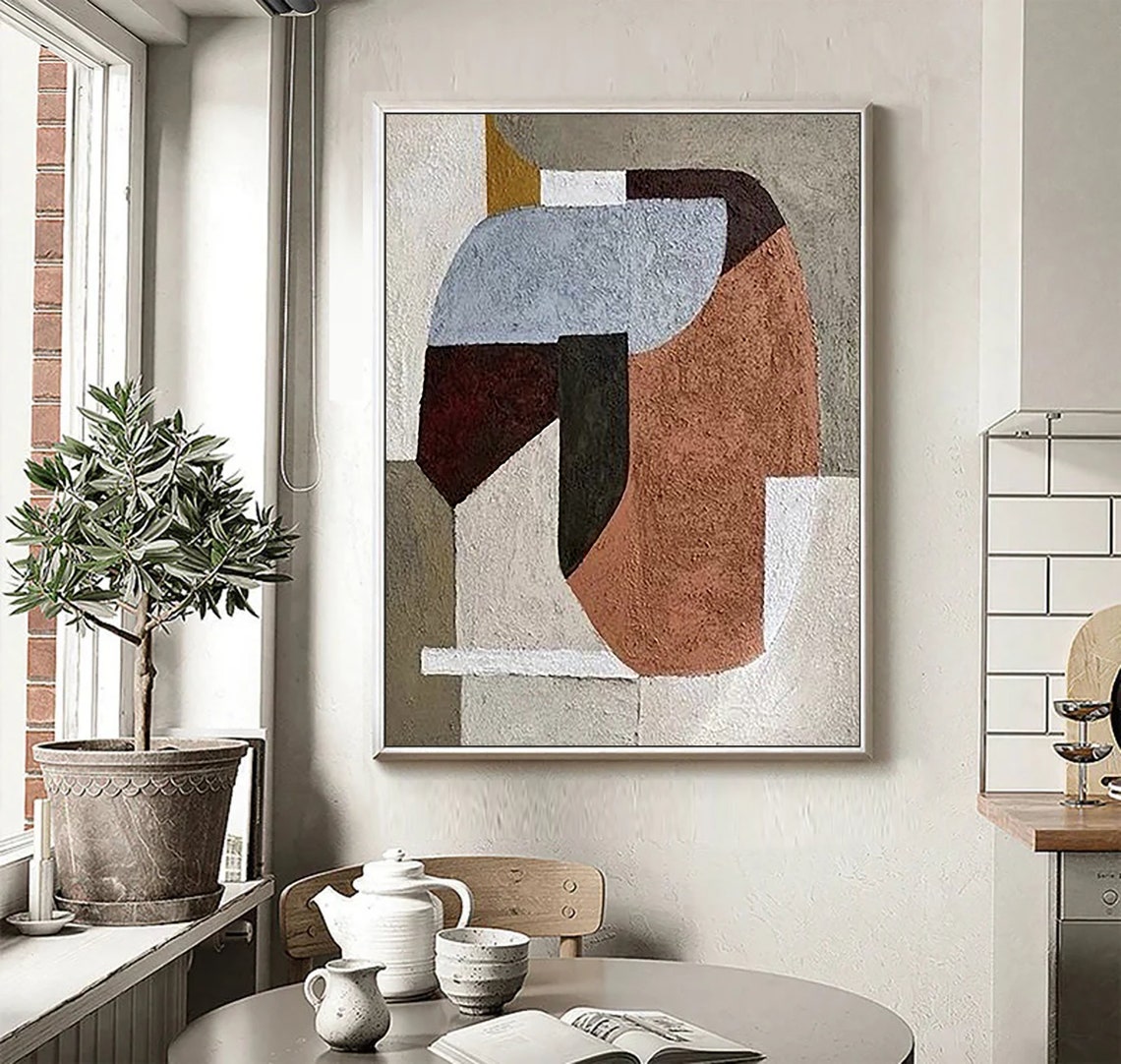 Wabi Sabi Minimalist Wall Art Abstract Oil Painting On Boho Textured Wall Art Painting Neutral Wall Decor Entrance Wall Art Decor - Image 2