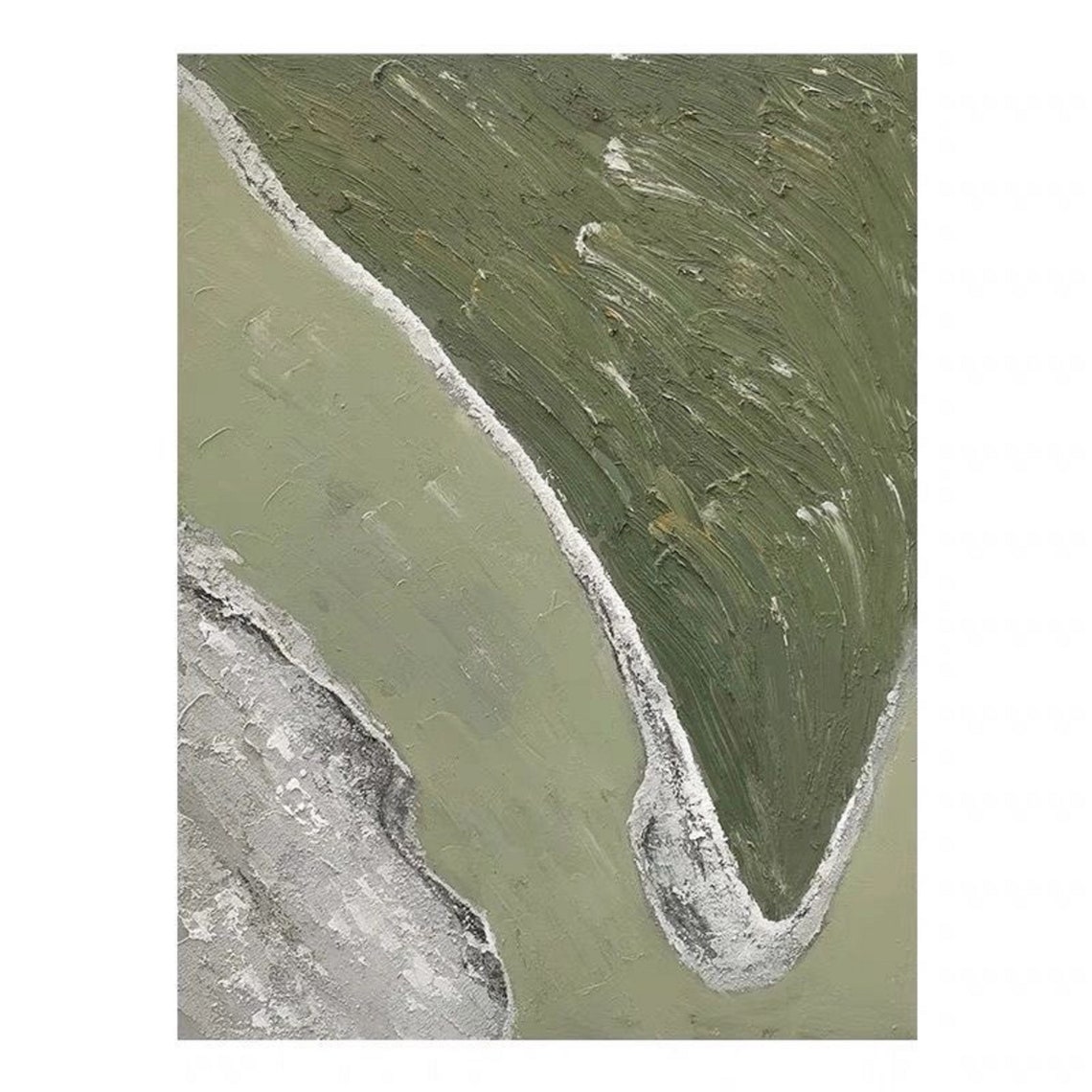 Sage Green Silver Wave Band Abstract Modern Elegant Art Poster - Image 2