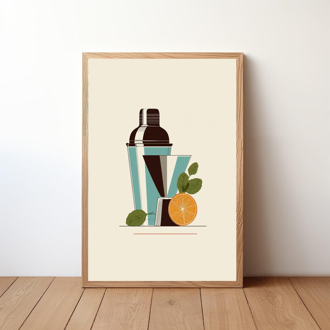Cocktail Shaker Citrus Mint Retro Bar Fun Graphic Art Poster