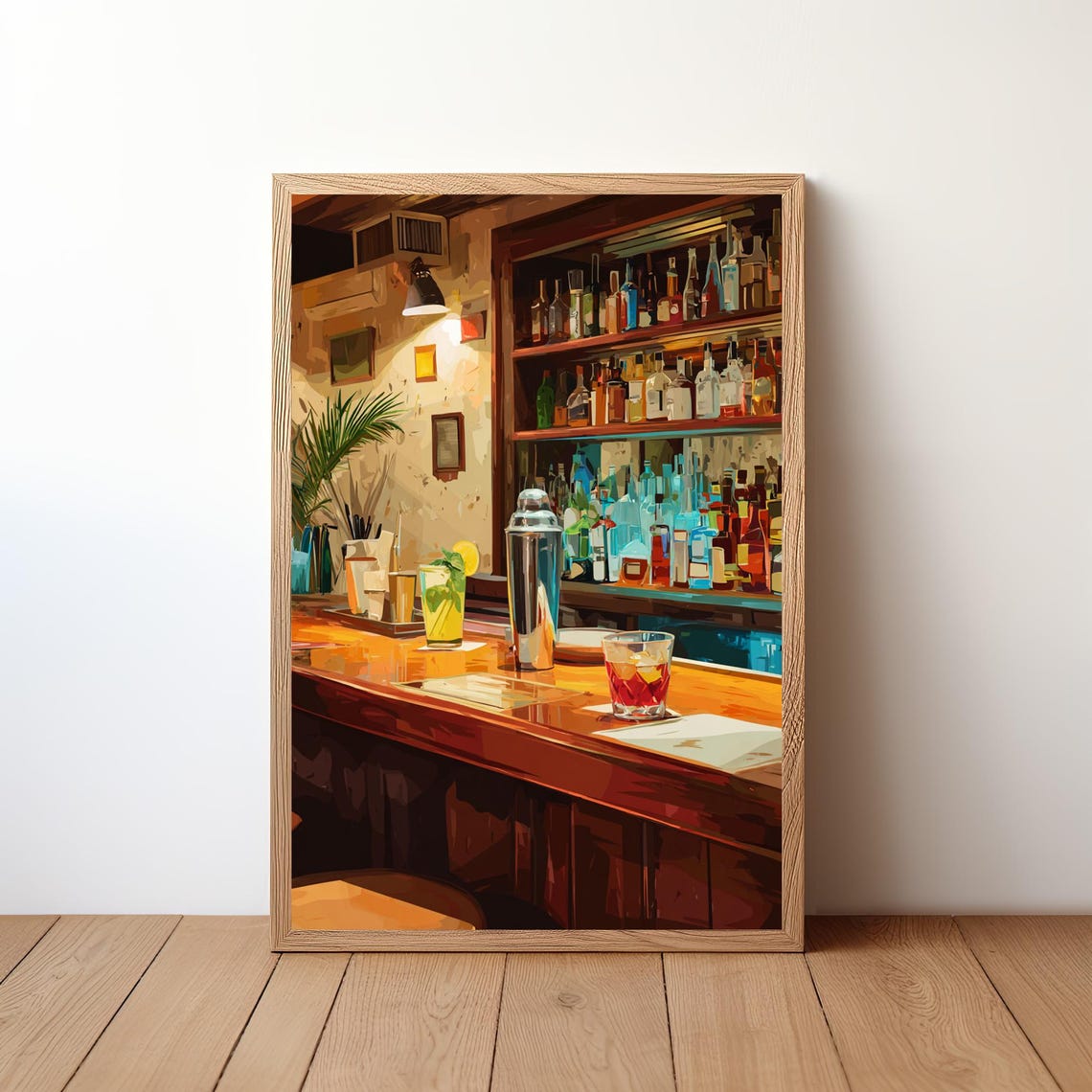 Cocktail Bar Wall Art Print Minimalist Modern Vector Drink Poster Home Decor Mixology Bartender Gift Kitchen Illustration Bar21